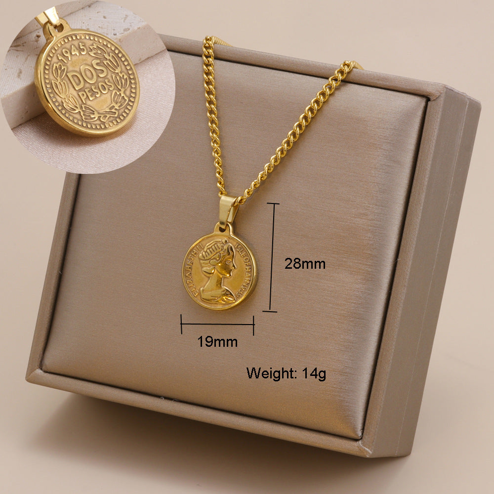 Moon Cross Titanium Steel Heart Necklace