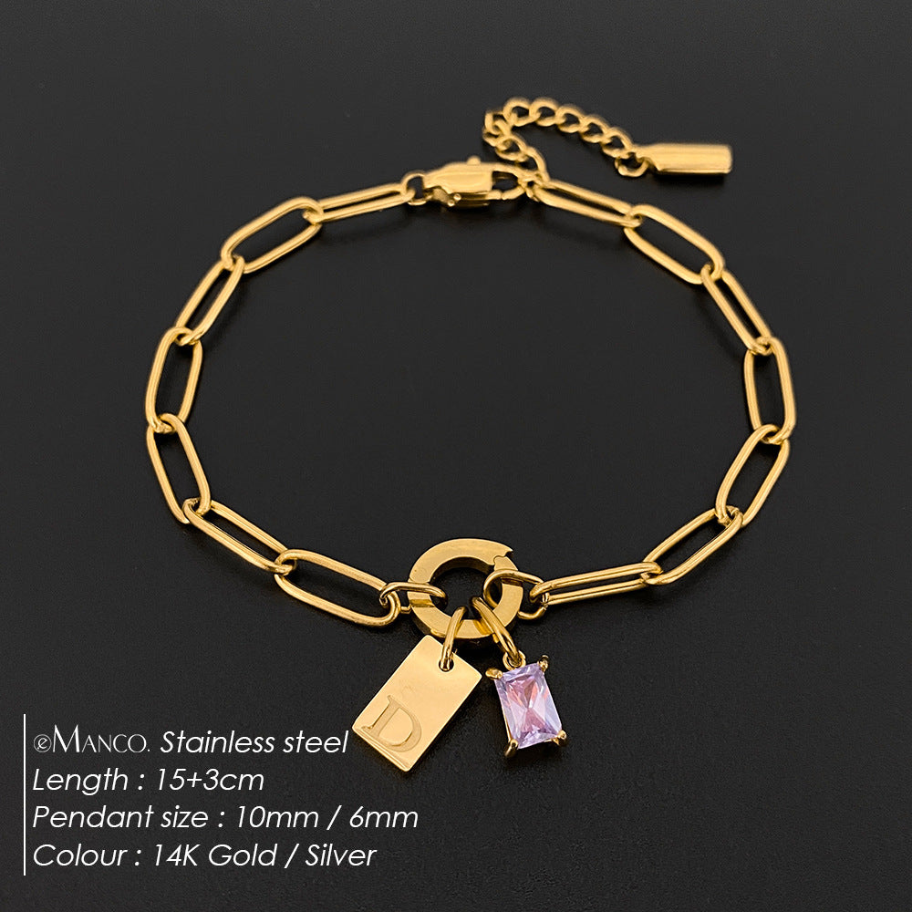316L Stainless Steel Initial Letter Bracelet