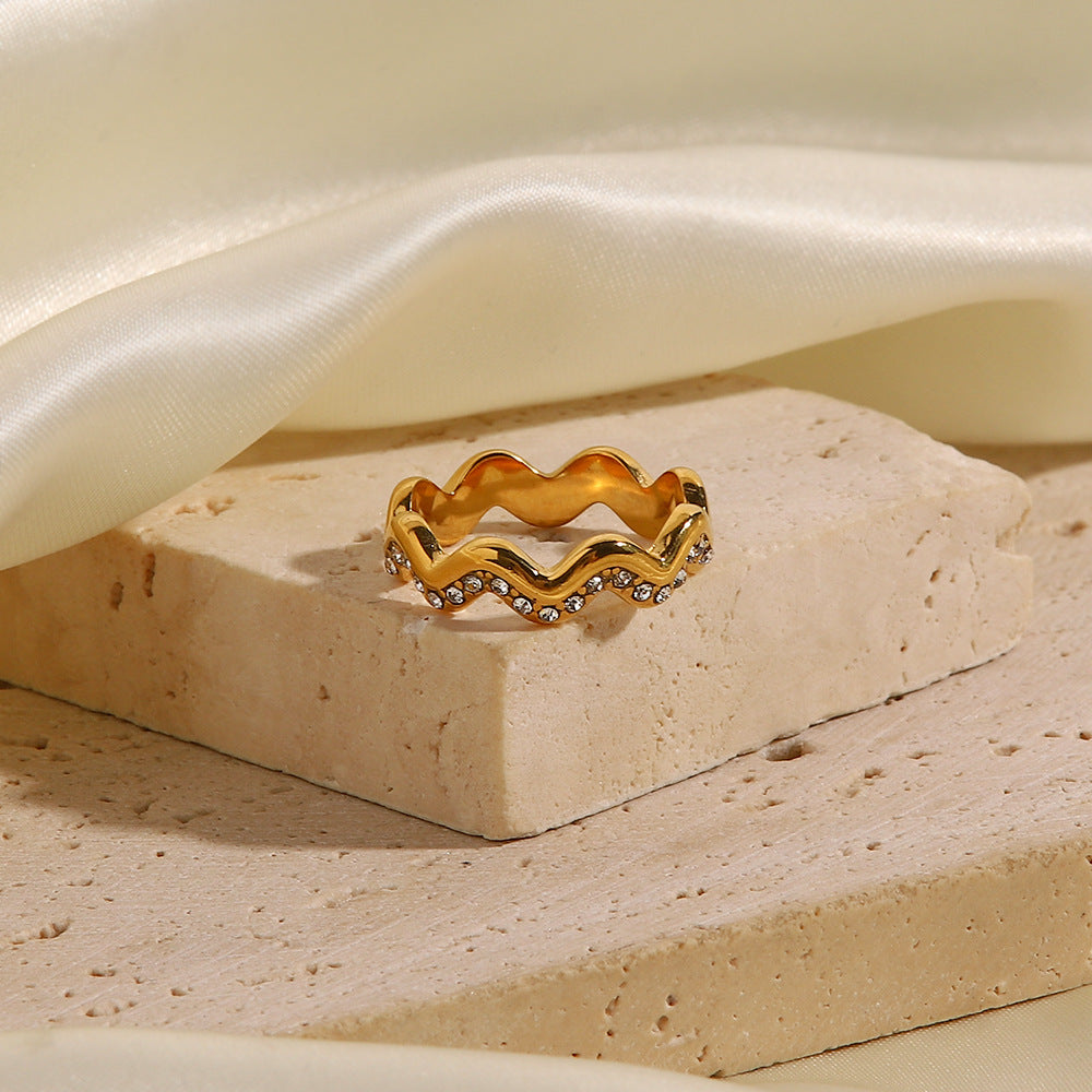 18K Gold Plated "INS Style" Geometric Ring