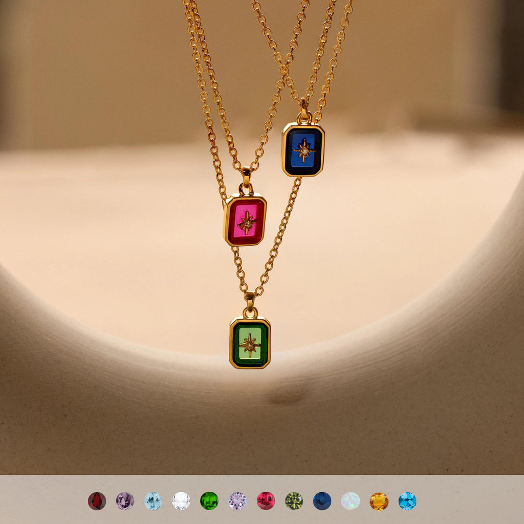 Titanium Steel Birthstones Necklace Pendant
