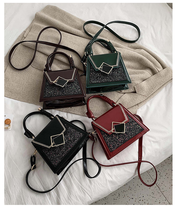 The Stellar: Sequin Patent Trapezoid Crossbody