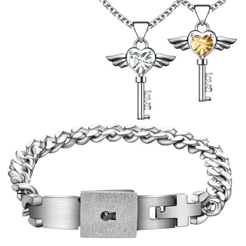 The Eternal Lock & Key: Titanium Steel Couple’s Set