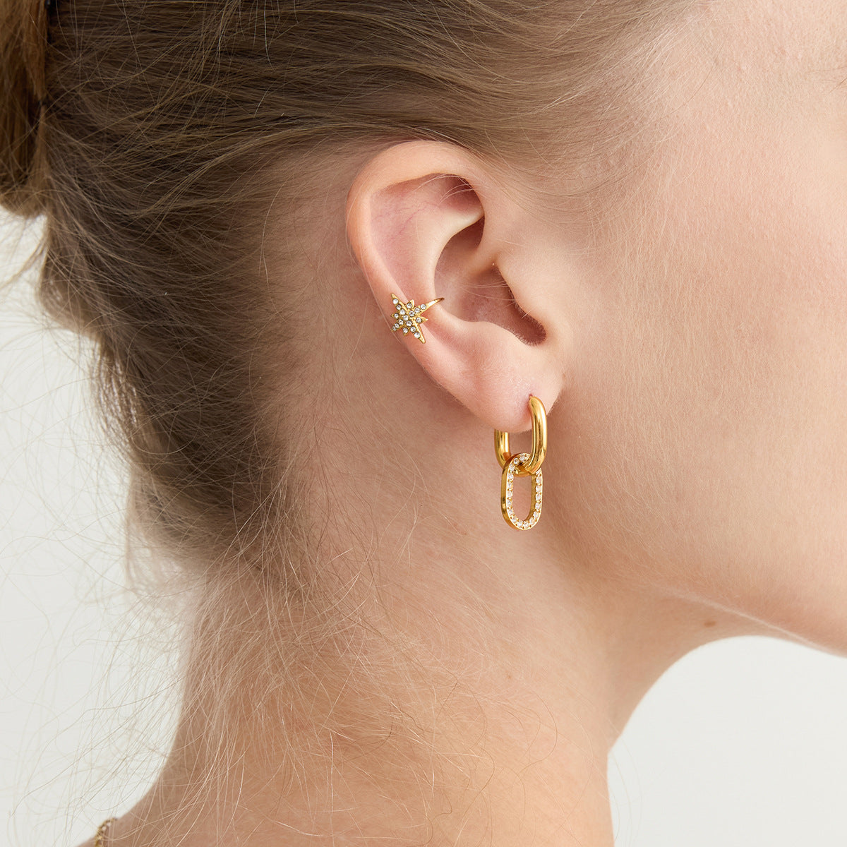316L Zircon Buckle Hoop Earrings