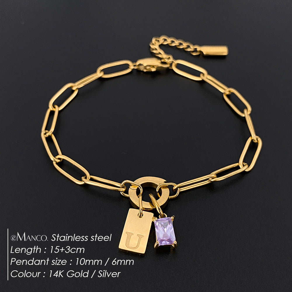 316L Stainless Steel Initial Letter Bracelet