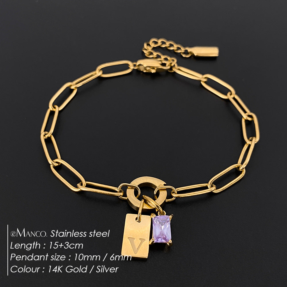 316L Stainless Steel Initial Letter Bracelet