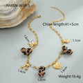 Wild Romance: 18K Gold Plated Leopard & Floral Heart Medallion