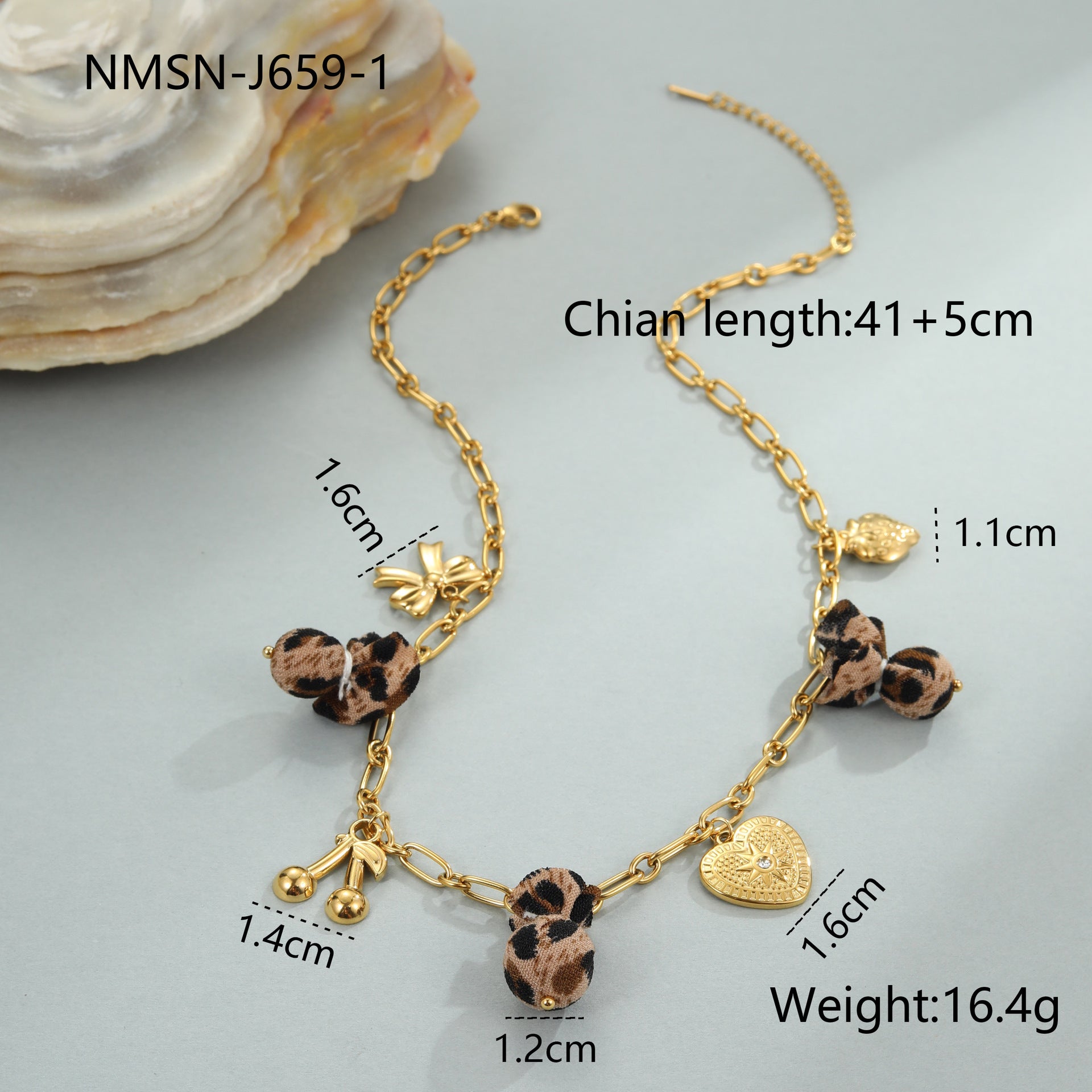 Wild Romance: 18K Gold Plated Leopard & Floral Heart Medallion