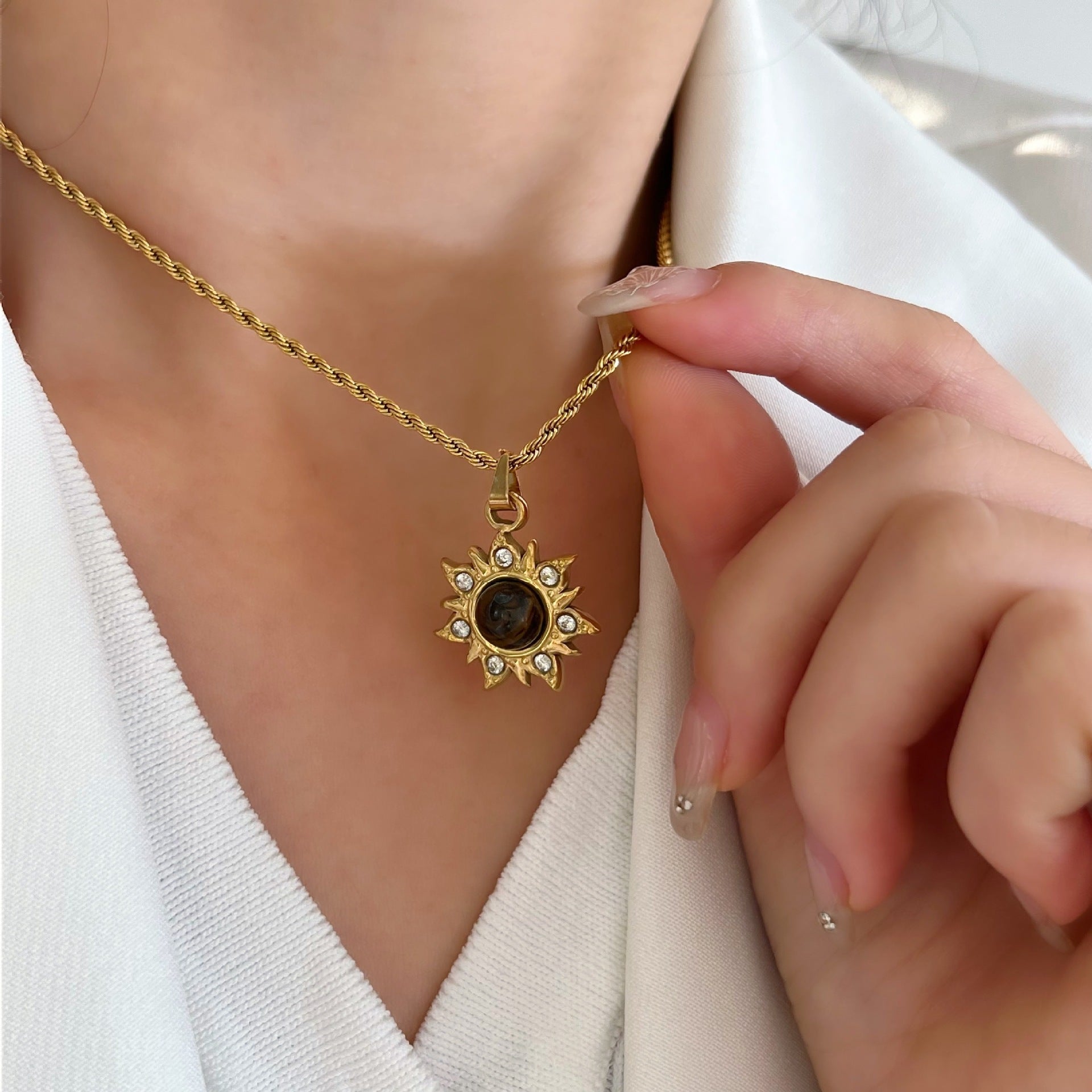 The Amber Soul – Tigereye & Titanium Statement Necklace