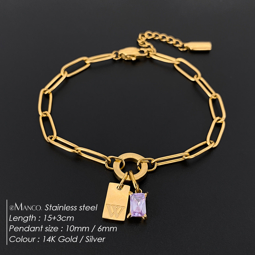 316L Stainless Steel Initial Letter Bracelet