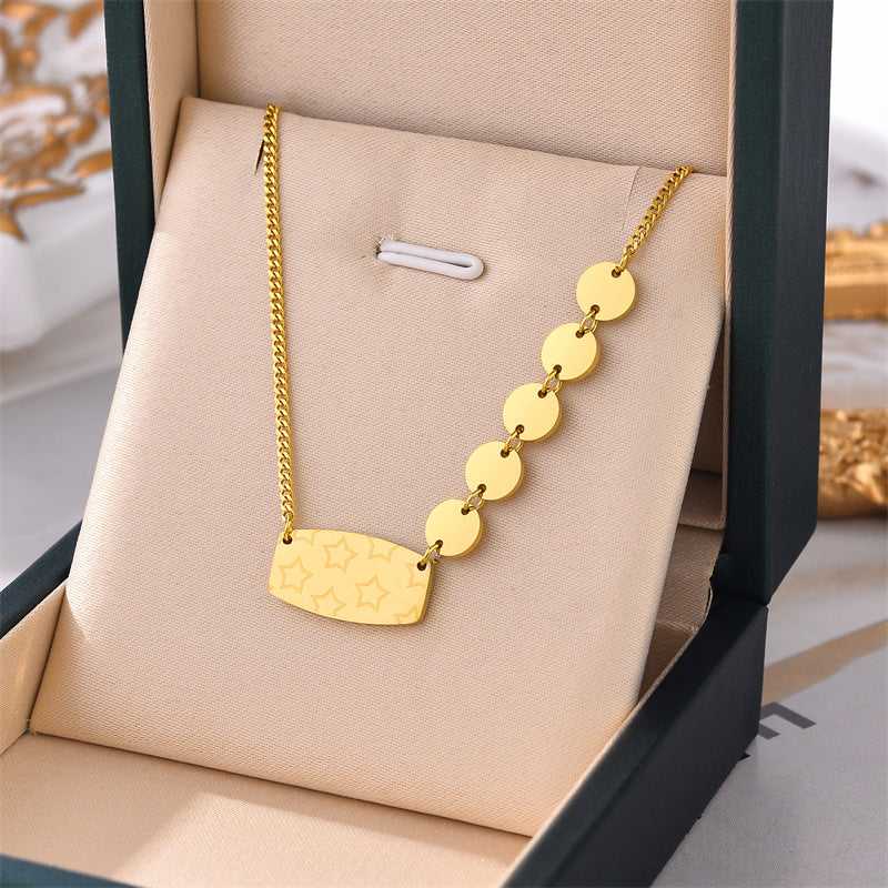 The Serene Wave – Geometric Water-Wave Titanium Necklace