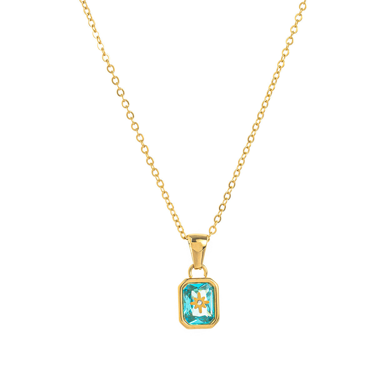 Titanium Steel Birthstones Necklace Pendant