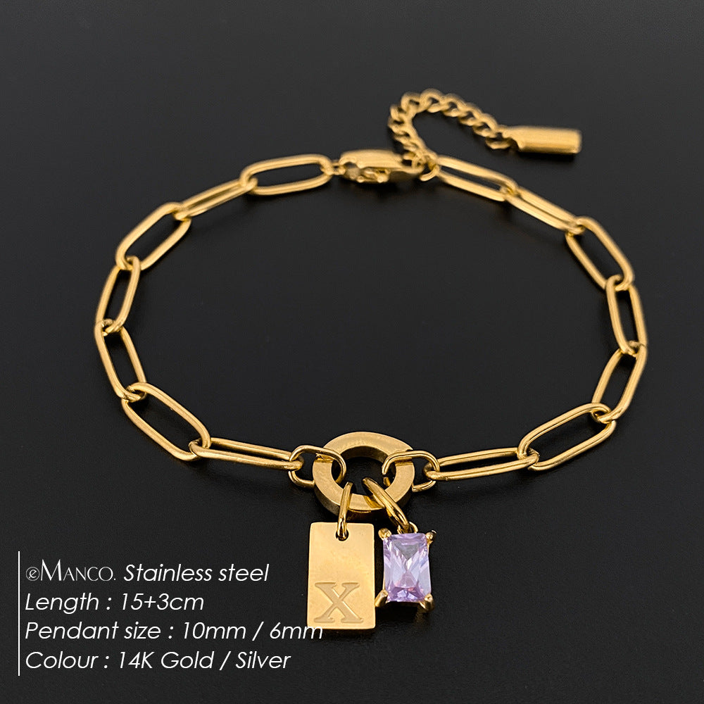 316L Stainless Steel Initial Letter Bracelet