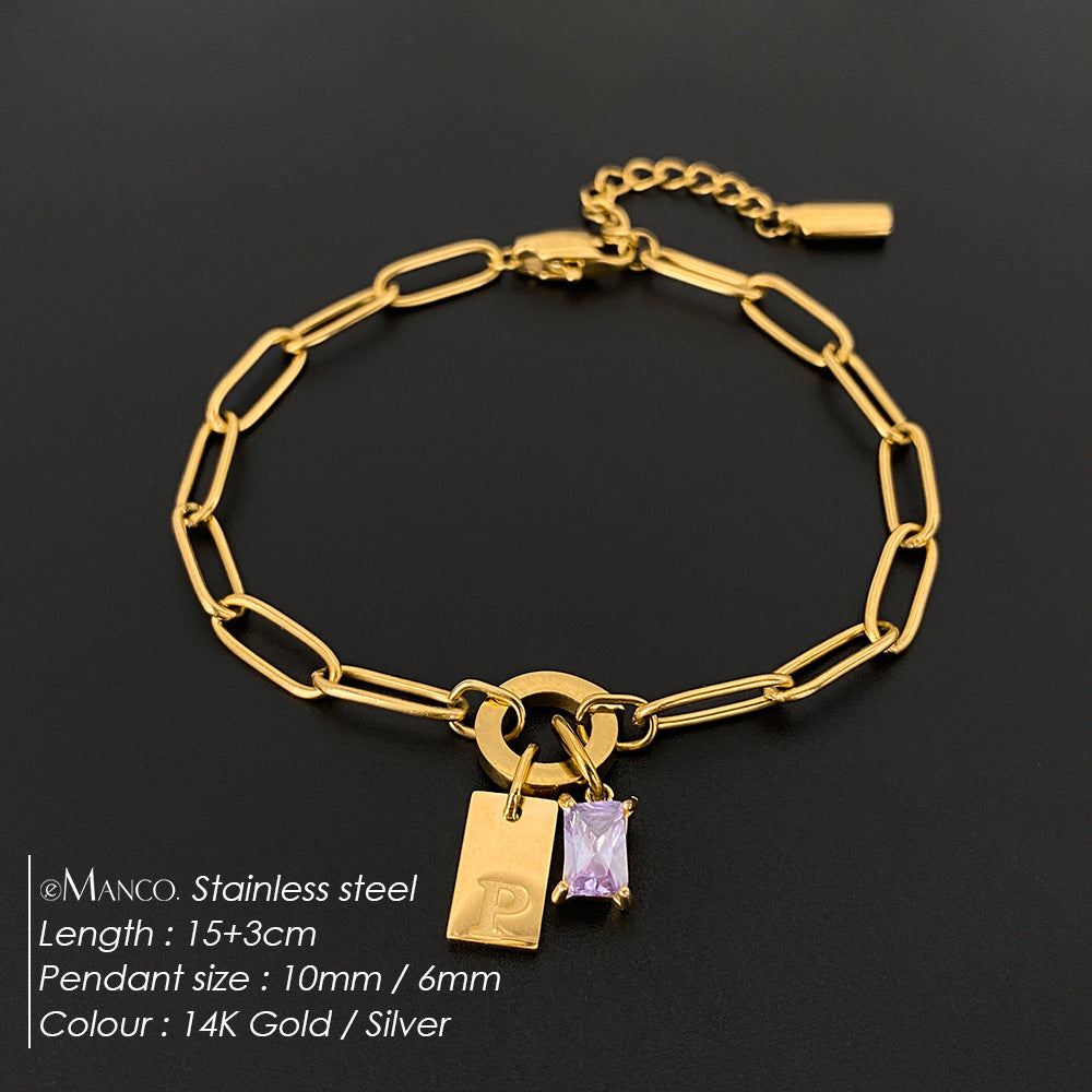316L Stainless Steel Initial Letter Bracelet