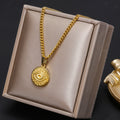 Moon Cross Titanium Steel Heart Necklace