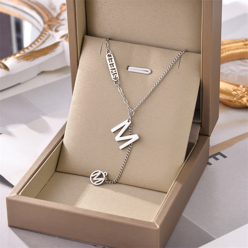 The Serene Wave – Geometric Water-Wave Titanium Necklace