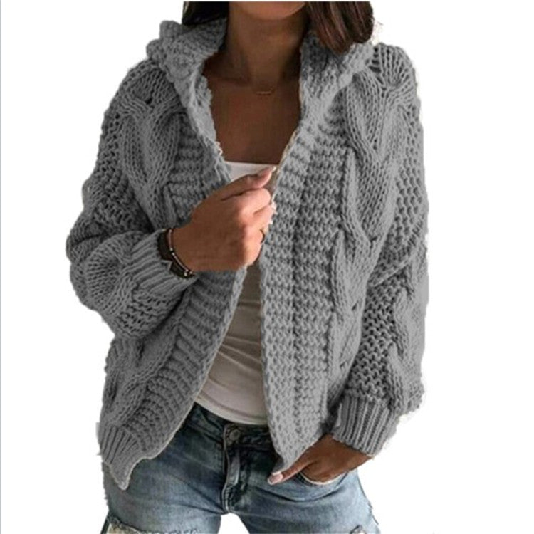Coco Twoce Heritage Twist: British Style Chunky Knit Cardigan