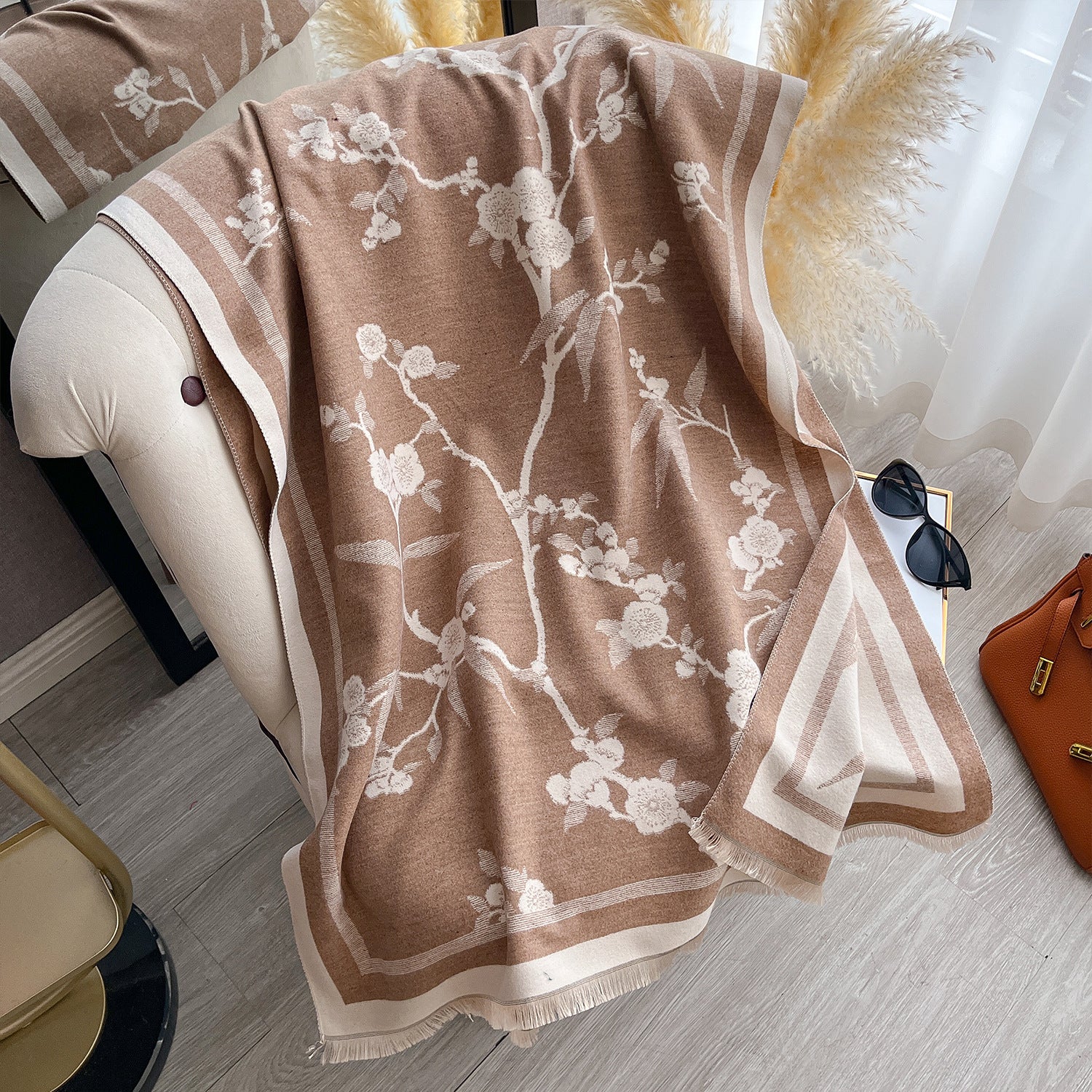 Cashmere-Touch Elegance: The Plum Blossom Winter Scarf