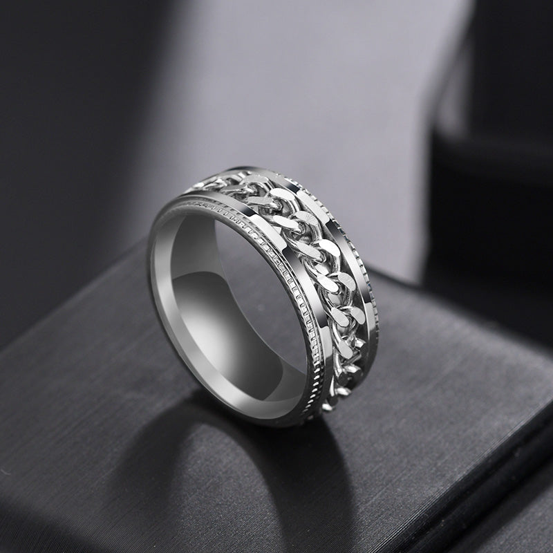 Men’s Rotating Chain "Cool" Titanium Ring