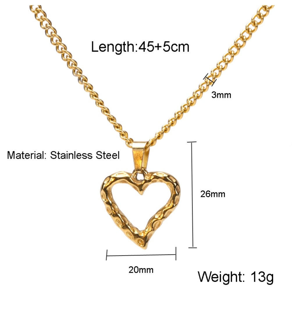Moon Cross Titanium Steel Heart Necklace