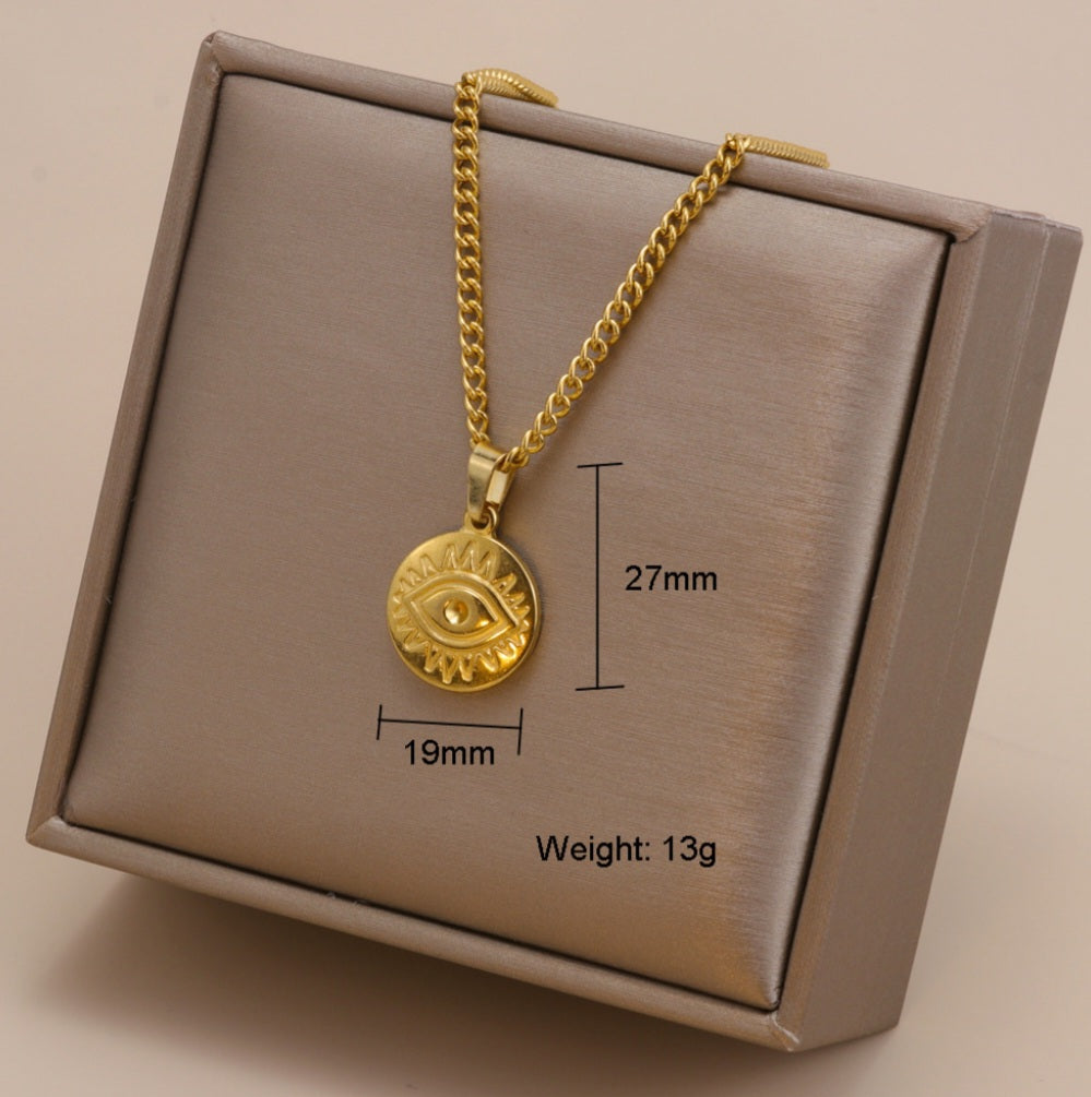 Moon Cross Titanium Steel Heart Necklace