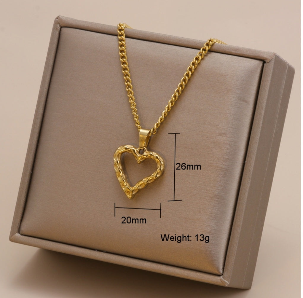 Moon Cross Titanium Steel Heart Necklace