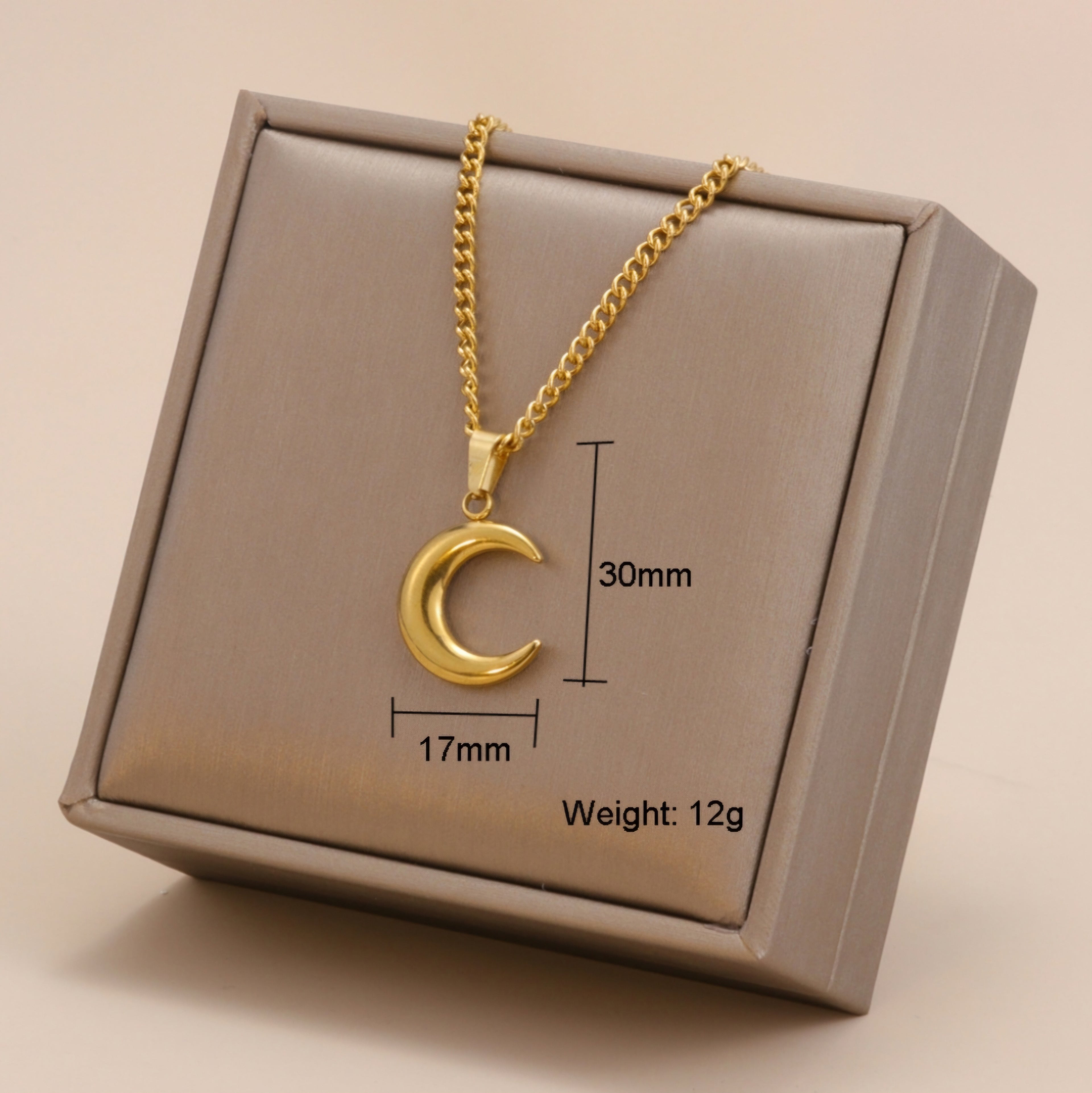 Moon Cross Titanium Steel Heart Necklace