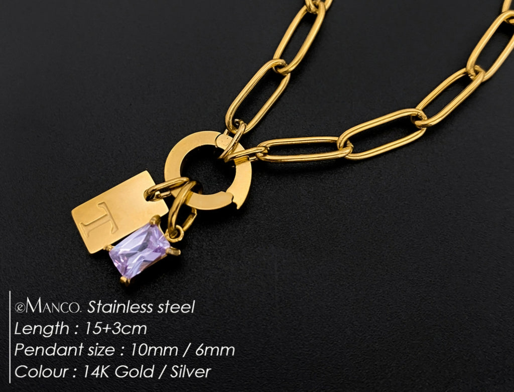 316L Stainless Steel Initial Letter Bracelet