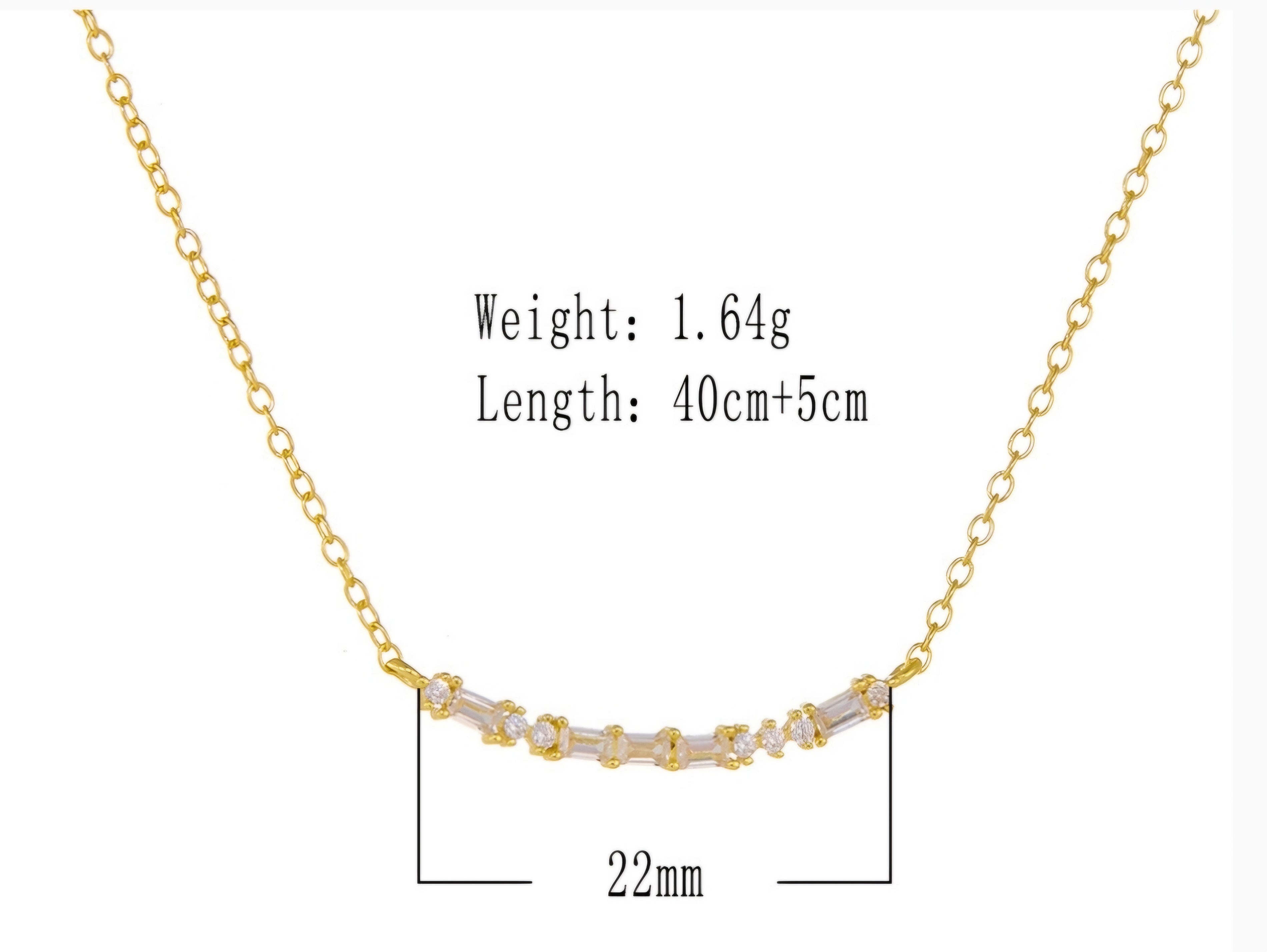 The Radiant Smile: 925 Sterling Silver Square Zircon Bar Necklace