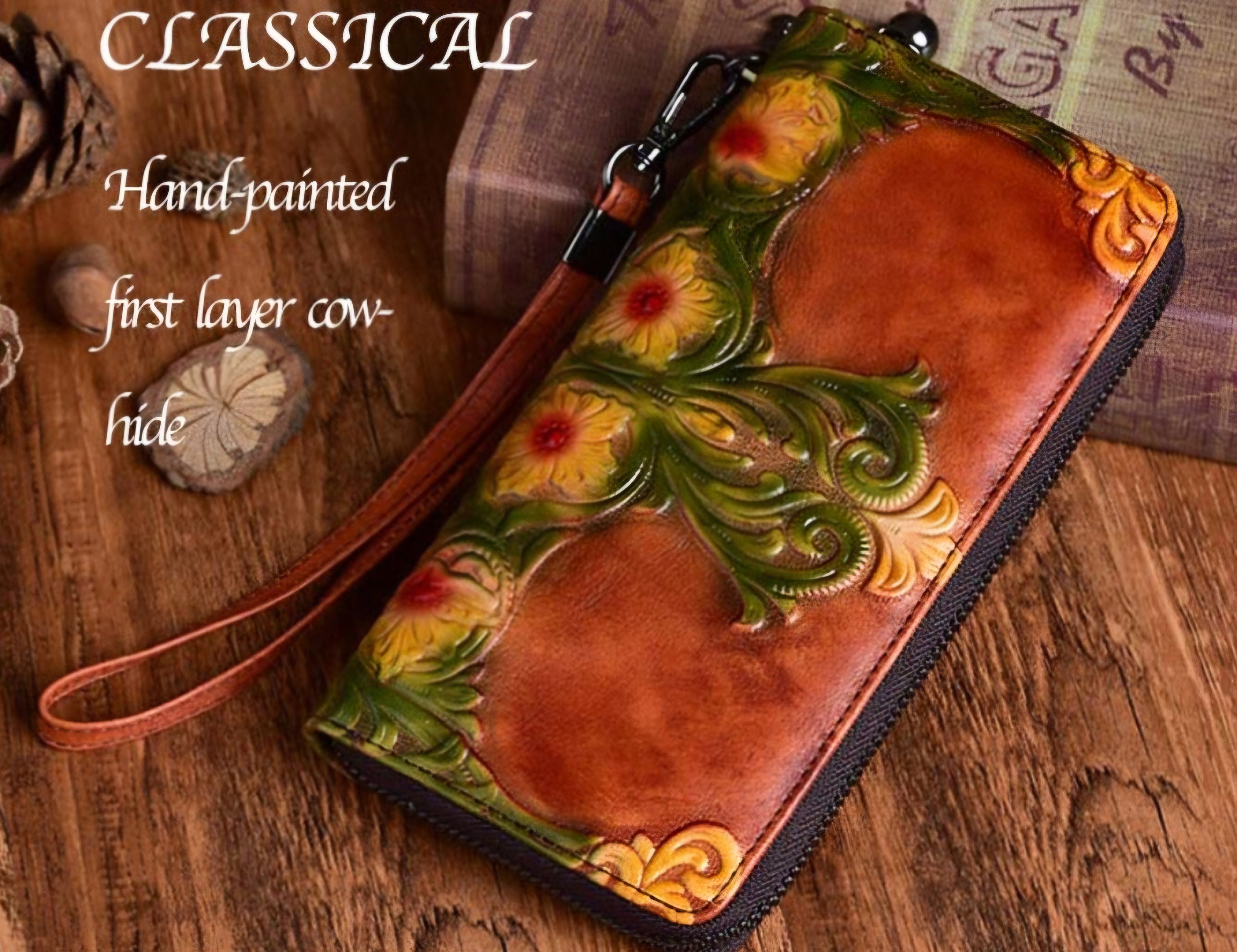 The Curator: Vintage Floral Embossed Leather Clutch