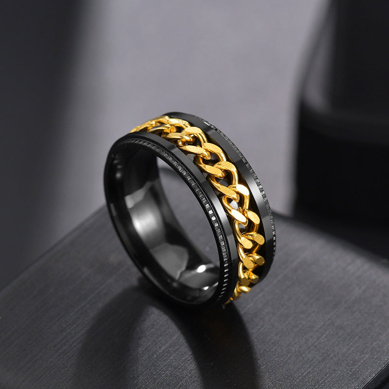 Men’s Rotating Chain "Cool" Titanium Ring