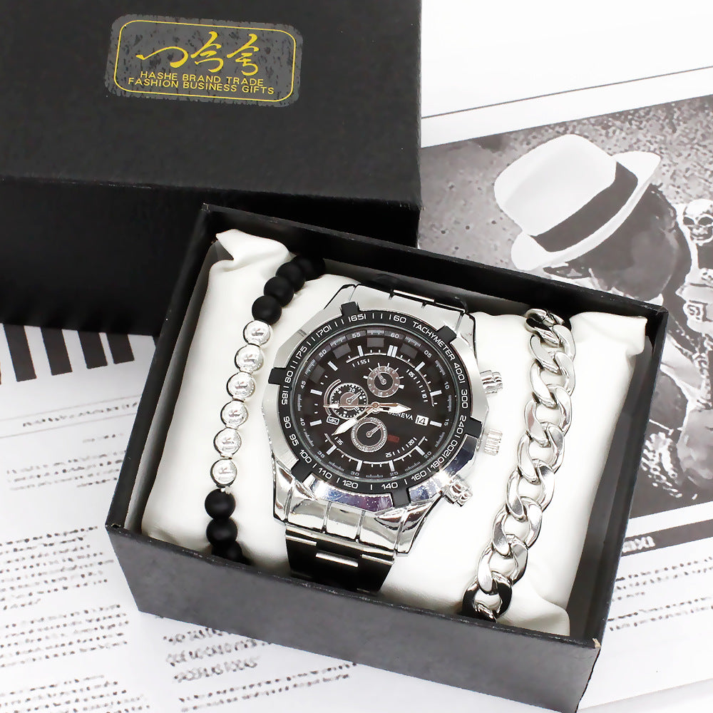 Men’s Quartz Watch & Dual Titanium Bracelet Gift Set