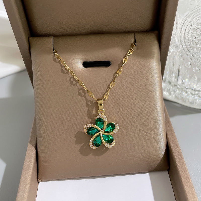 Antique Floral Titanium Steel Necklace