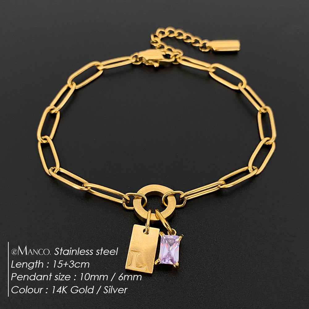316L Stainless Steel Initial Letter Bracelet