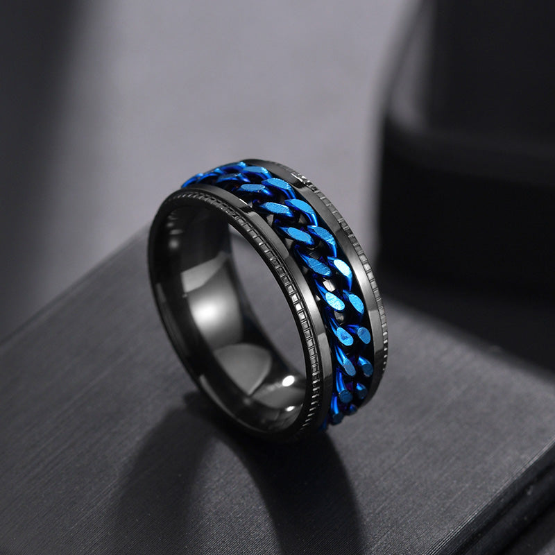 Men’s Rotating Chain "Cool" Titanium Ring