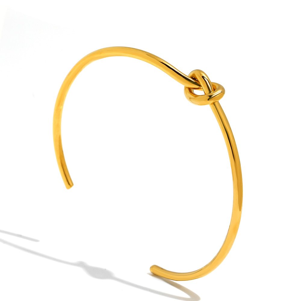 18K Gold Plated Knotted C-Shaped Titanium Bracelet