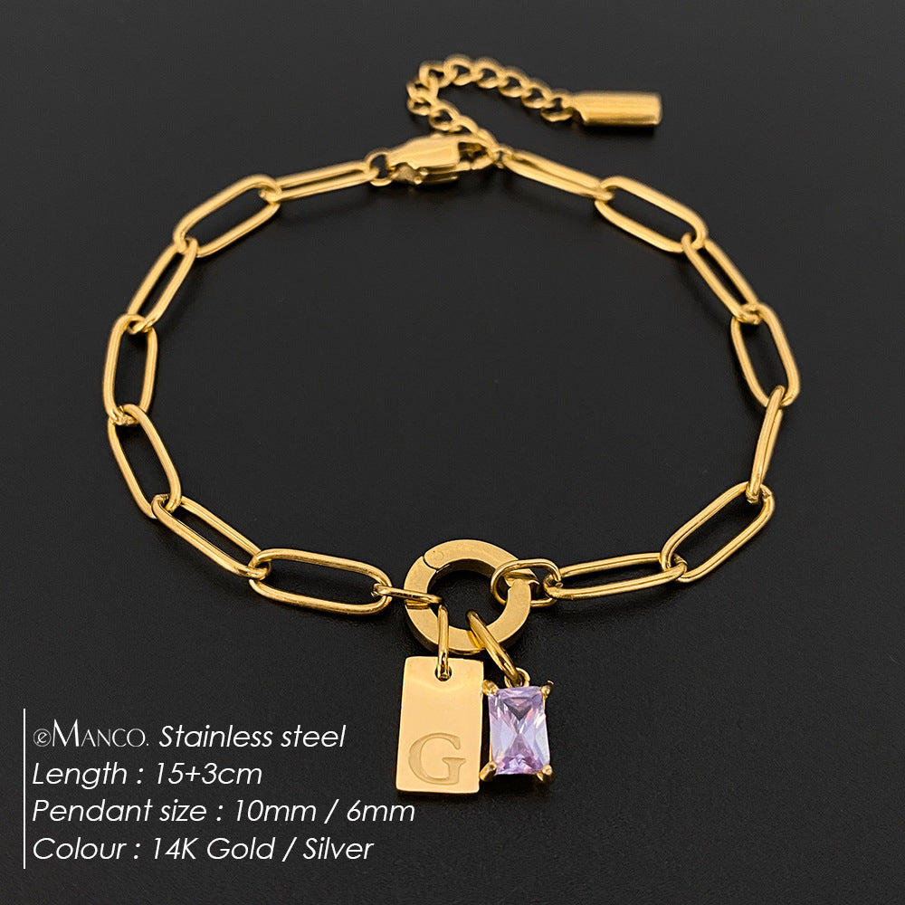 316L Stainless Steel Initial Letter Bracelet