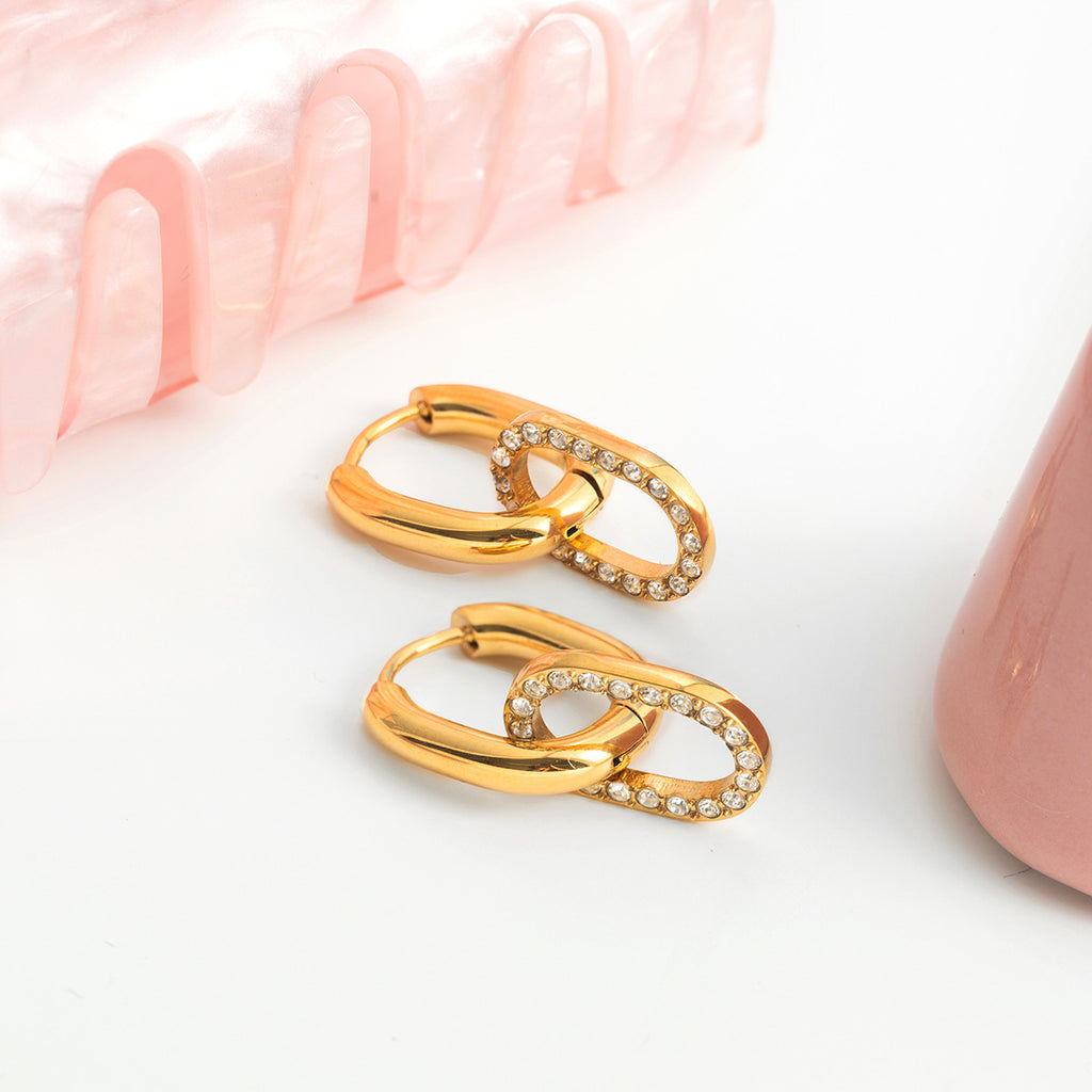 316L Zircon Buckle Hoop Earrings