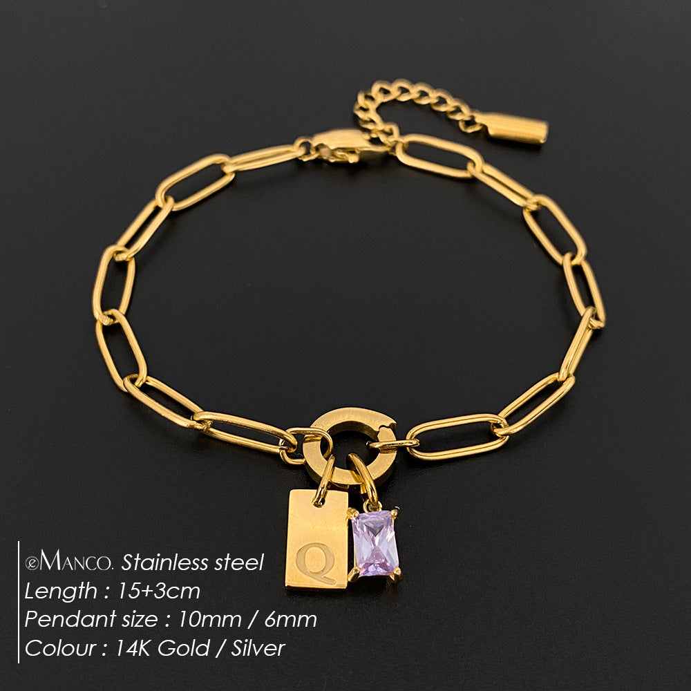 316L Stainless Steel Initial Letter Bracelet