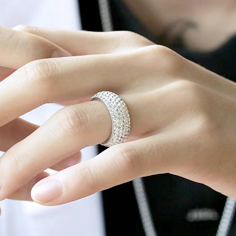 Starry Night Eternity: U-Shape Iced Titanium Band