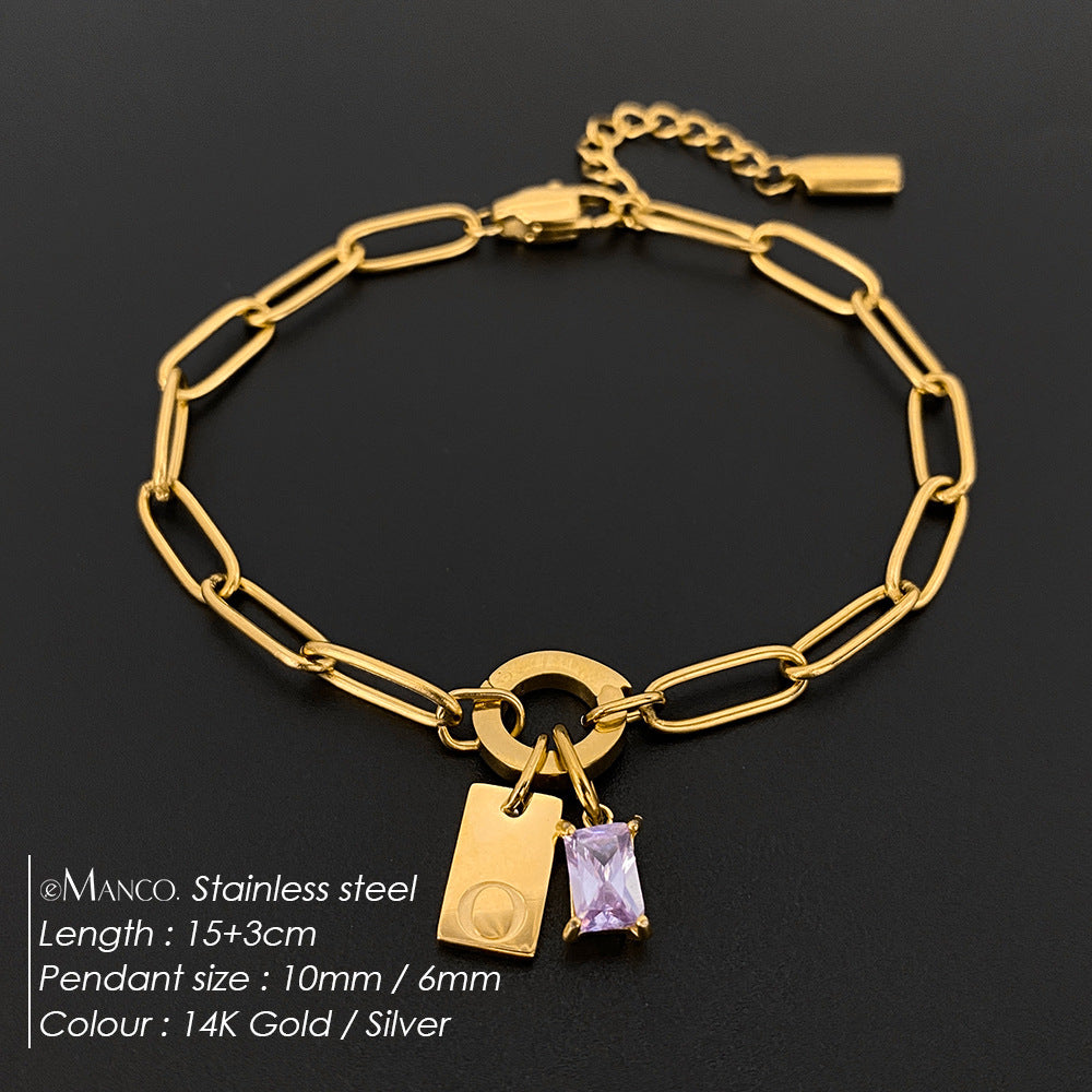 316L Stainless Steel Initial Letter Bracelet