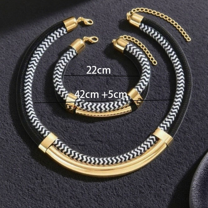 Urban Edge: 316L Stainless Steel Double-Layer Braided Set (Necklace & Bracelet)