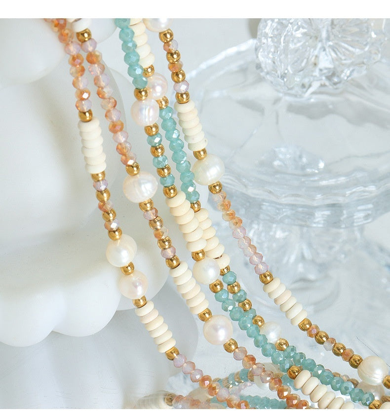 Serene Pearl & Stone Titanium Necklace
