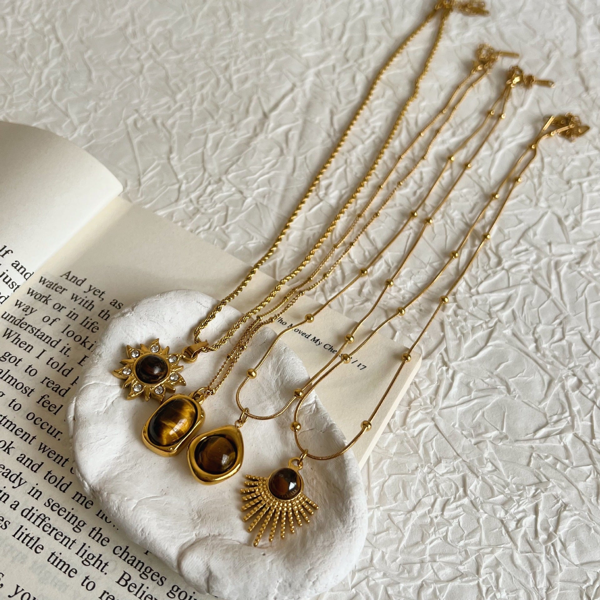 The Amber Soul – Tigereye & Titanium Statement Necklace