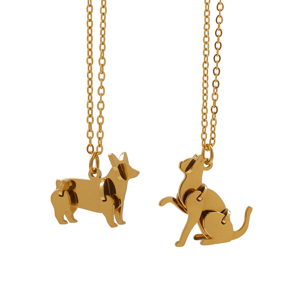 Titanium Steel Cat Puppy Necklace