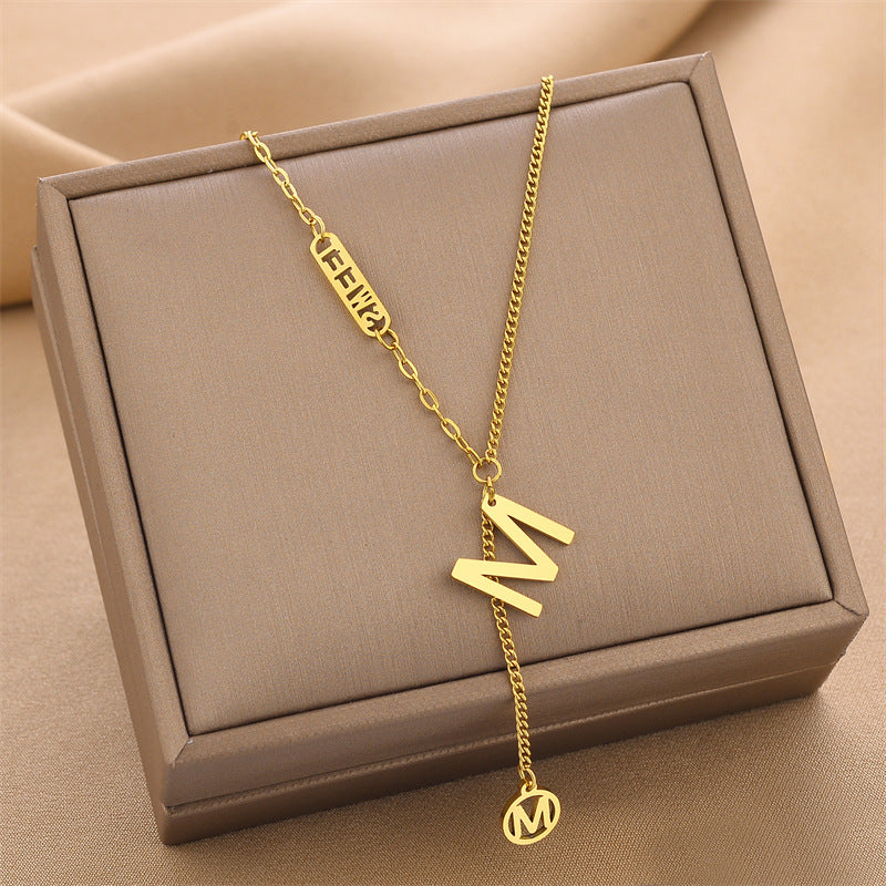 The Serene Wave – Geometric Water-Wave Titanium Necklace