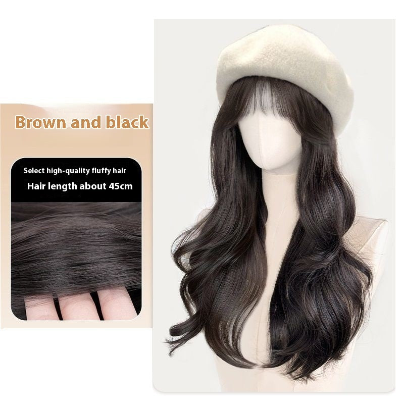 Effortless Allure: The Natural Finish Hat & Wig Duo