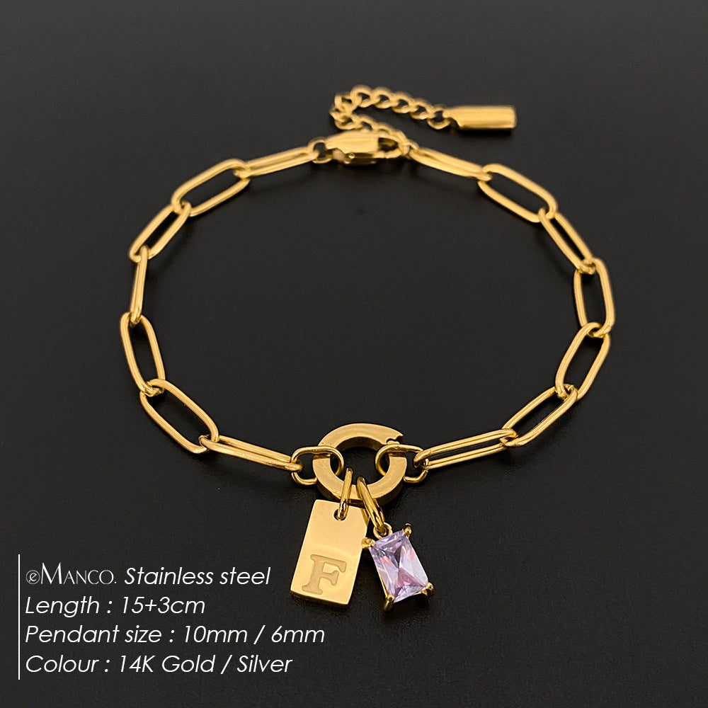 316L Stainless Steel Initial Letter Bracelet