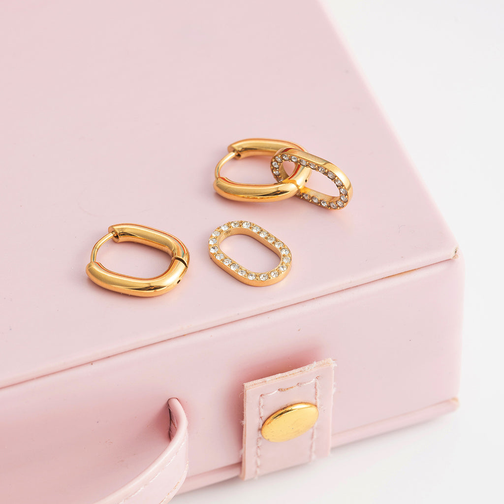 316L Zircon Buckle Hoop Earrings