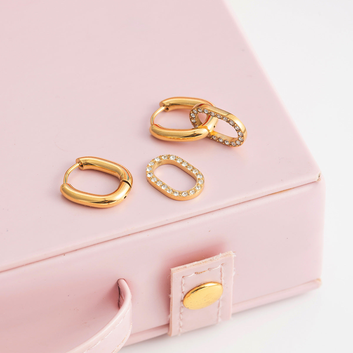 316L Zircon Buckle Hoop Earrings
