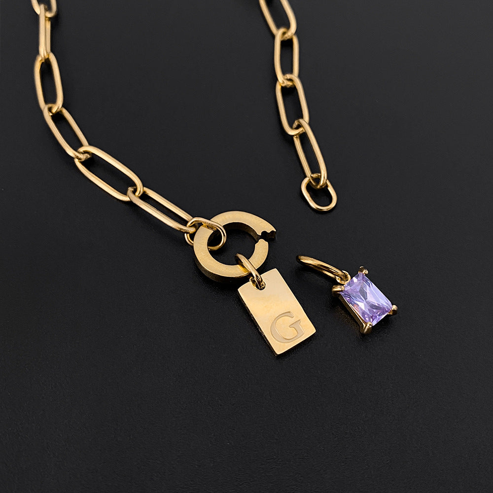316L Stainless Steel Initial Letter Bracelet